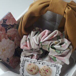 Set 4 Tan Caramel Linen Headbands